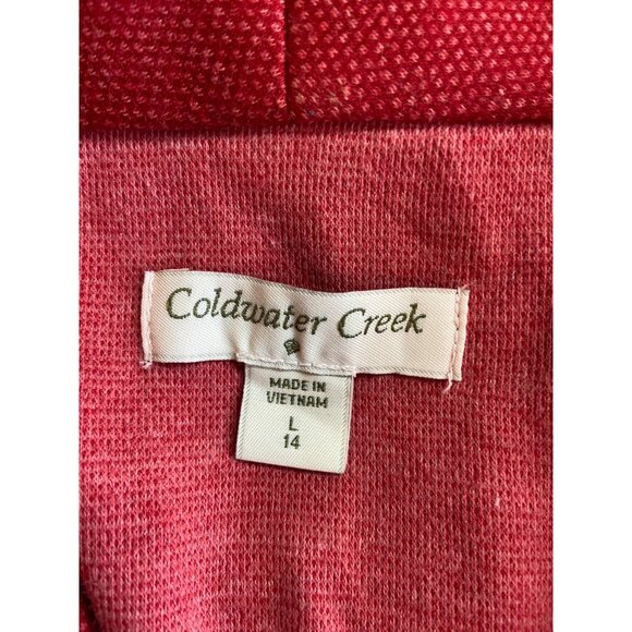 Coldwater Creek Red Vest L Polka Dot Trim Textured Herringbone Knit Preppy - Picture 3 of 7